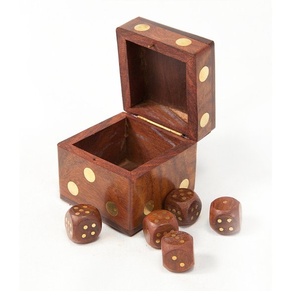 🆕 Handcrafted Indian Rosewood 5 Dice Game Box - Picture 1 of 9